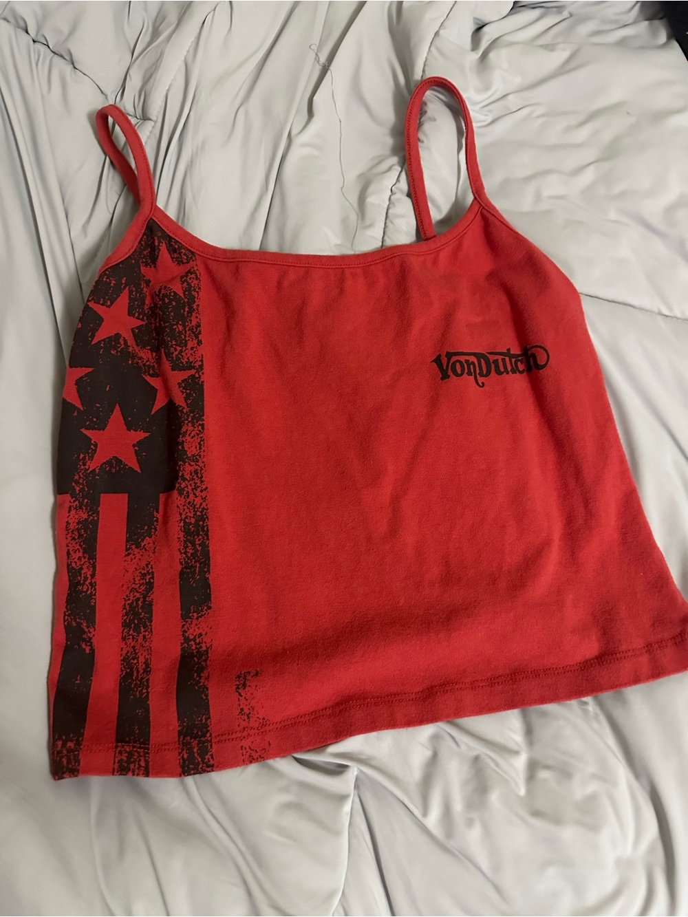 Von Dutch Red Star Stripe Spaghetti Strap Cami